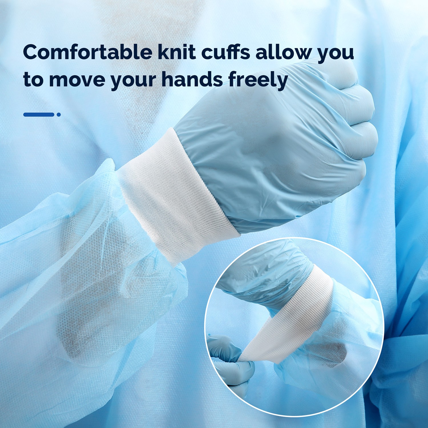 10*Disposable Lab Coats 30gsm SMS Knee Length with Pockets Knit Cuffs 120*140cm