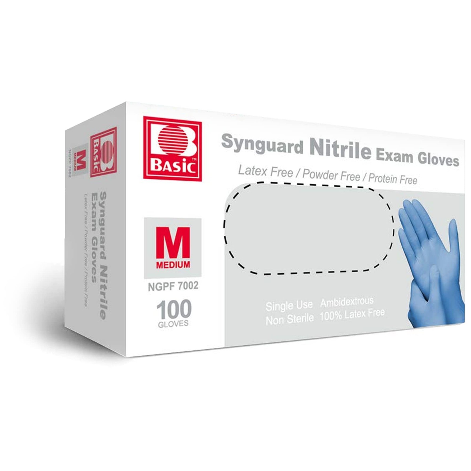 Basic Medical Blue Nitrile Exam Gloves – Medium (Pack of 100),