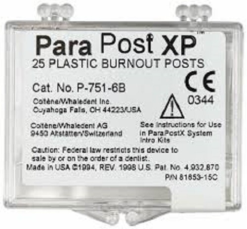 COLTENE P7516B ParaPost XP Black .060″ 1.5mm Size 6 plastic burnout post 20 BX