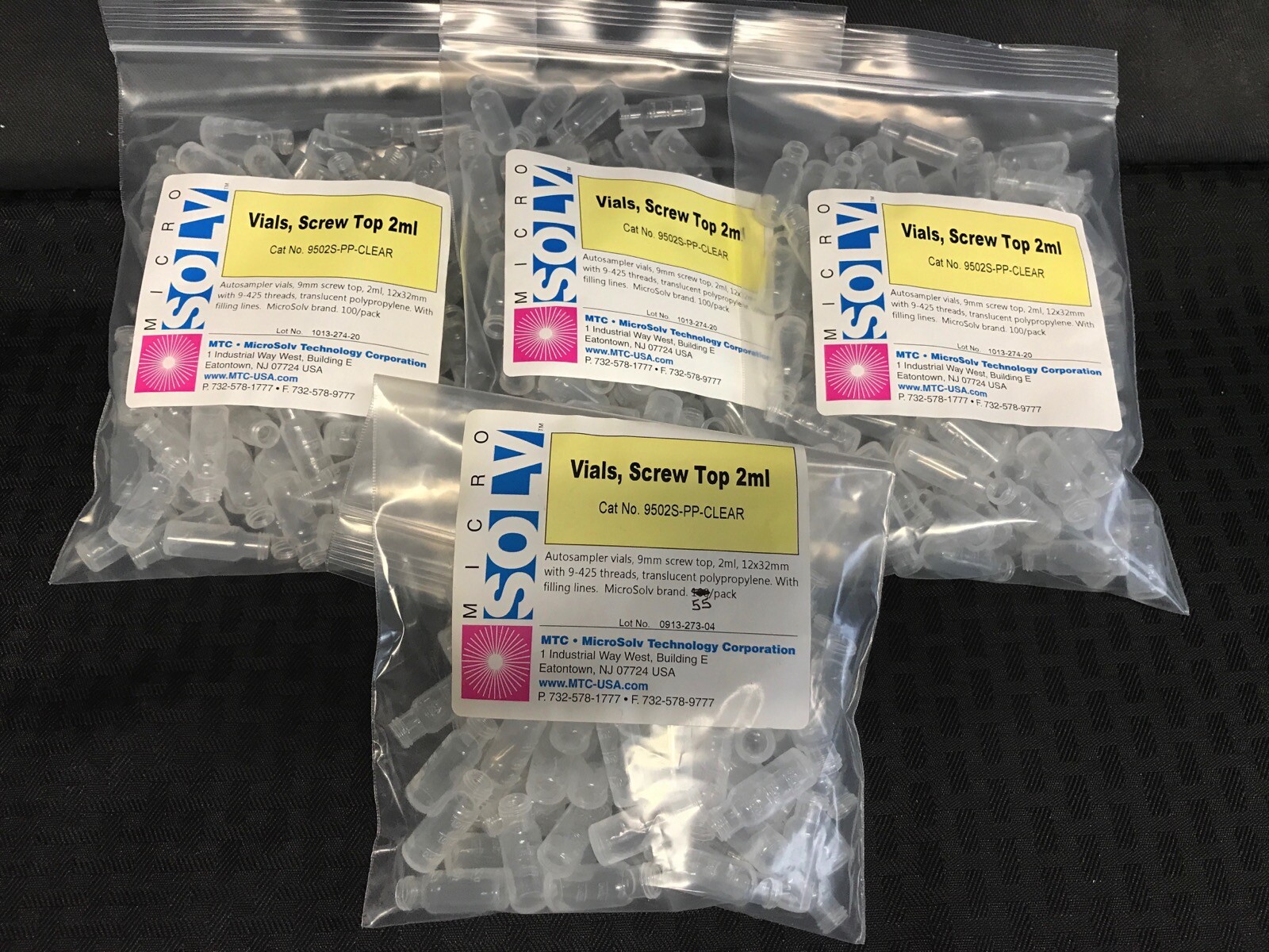 (3)MTC MICROSOLV 2mL Clear Polypropylene Autosampler Vial 9mm Screw Top 9502S-PP