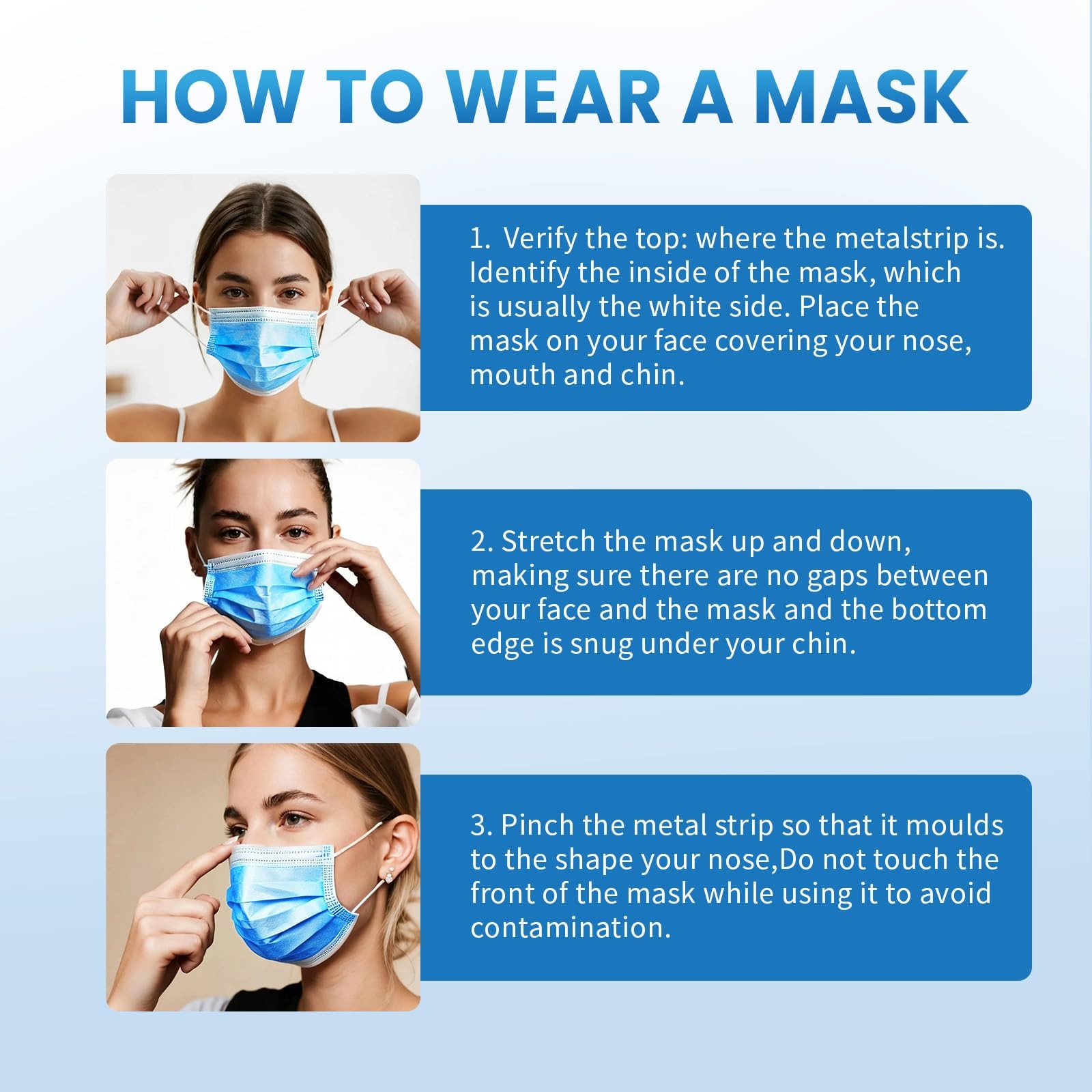 Borje Blue Disposable Face Mask 100 Pcs 100 Count (Pack of 1),