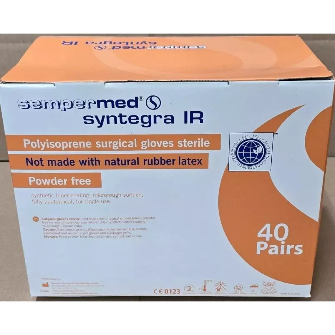 Sempermed Syntegra IR Polyisoprene Sterile Surgical Gloves Size 7, 40/Pairs