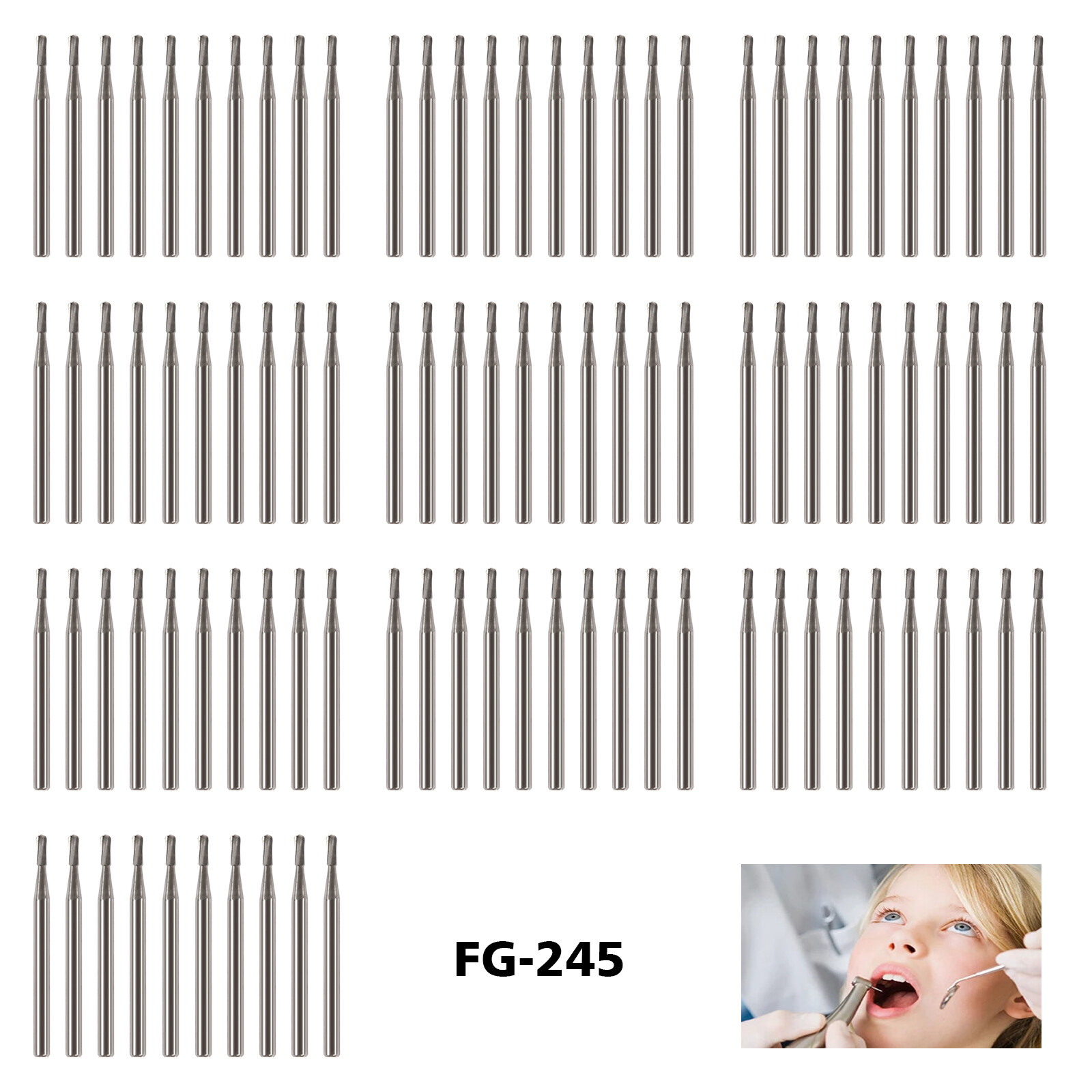 Dental Midwest FG #245 Amalgam Preparation Carbide Burs 100/Pk