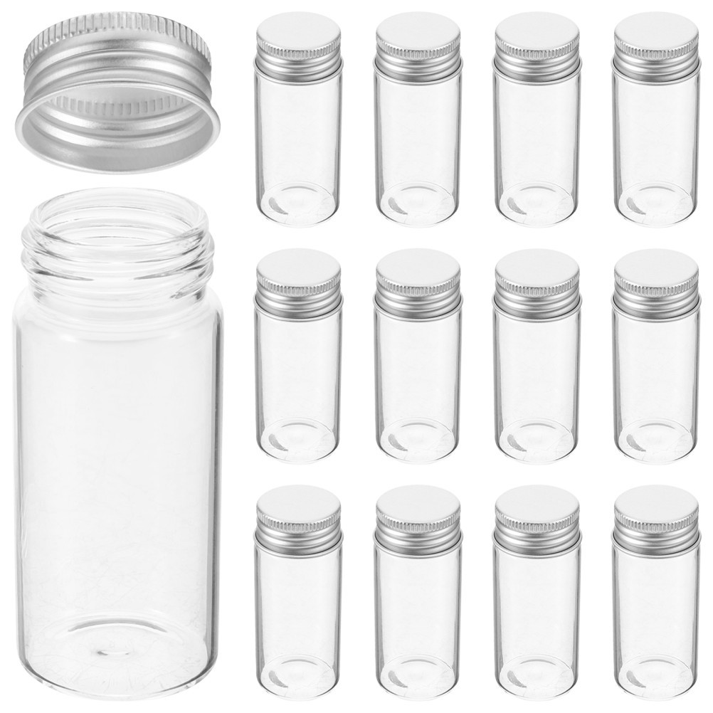 24Pcs Reusable Glass Test Tubes with Caps Clear Transparent Vials for Home Use