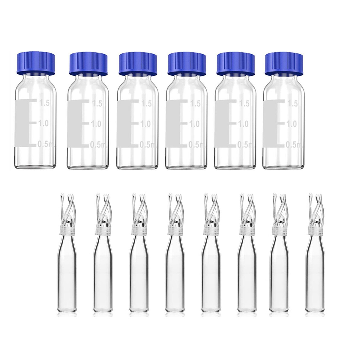 Simpure 2000x 2ml Clear/Amber Autosampler Vials & Screw Caps +250uL Vials Insert