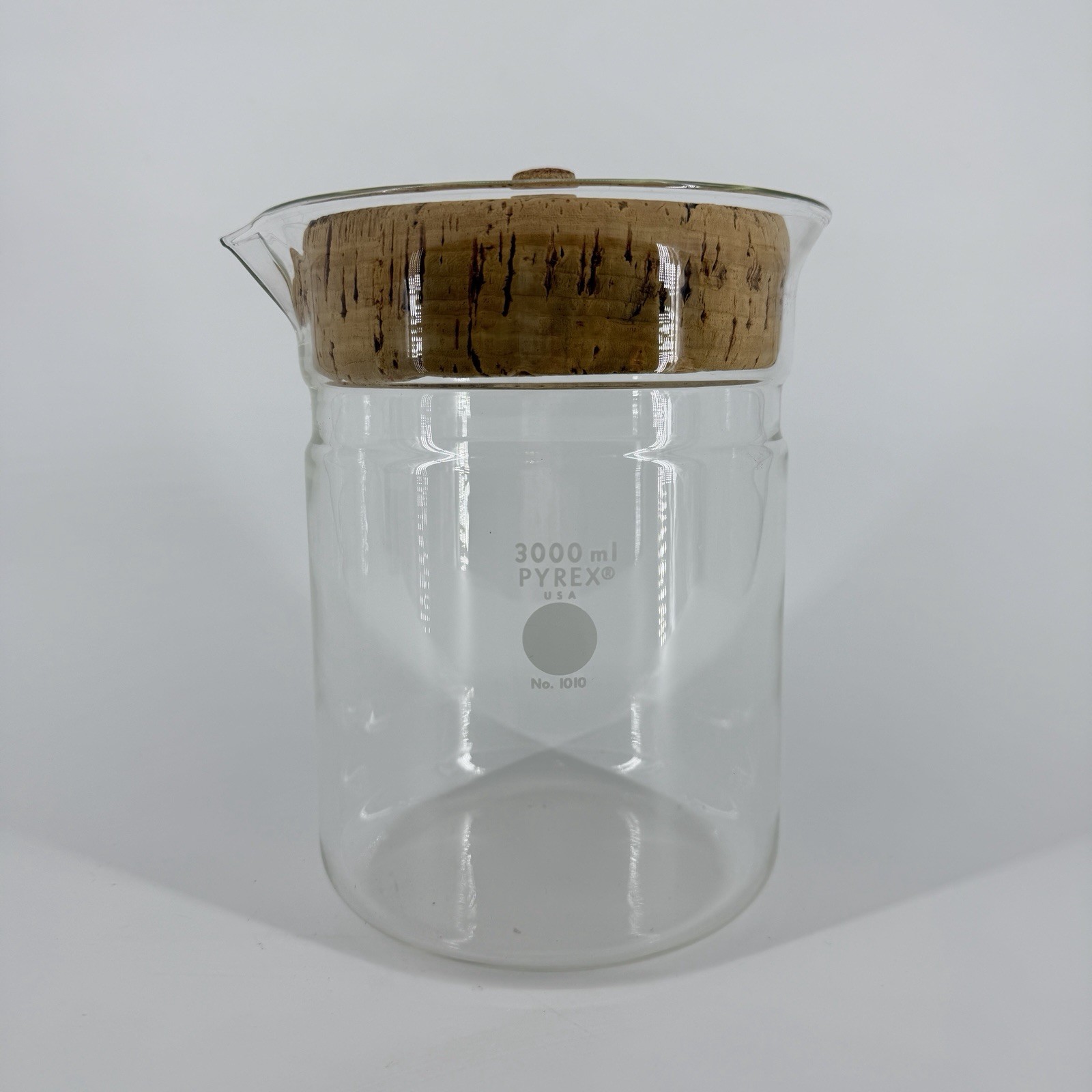 Vtg Corning PYREX Beaker No Handle 3000ml No.1010 (1530K40) And Lid