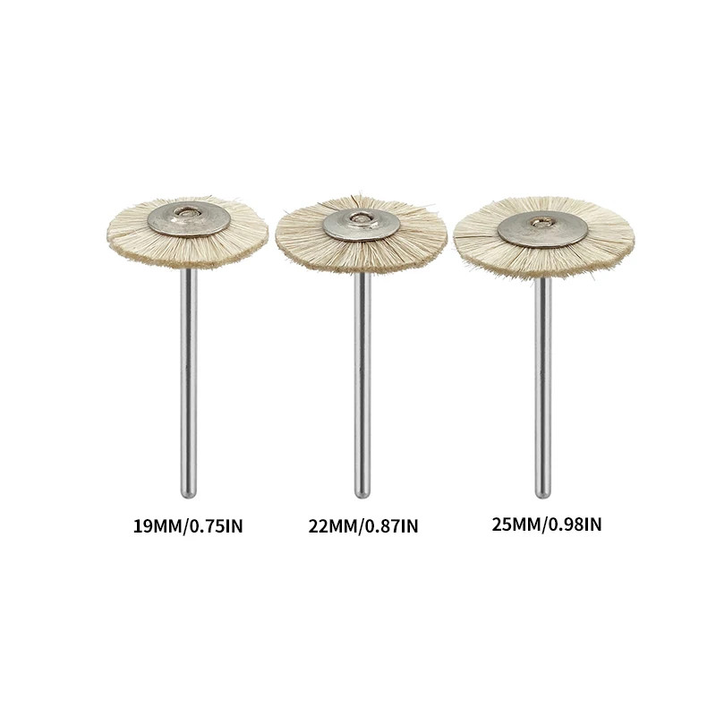 50PCS 2.35mm Polishing Brush Wheel Dental Lab Soft White Goat Hair Rotary Tools