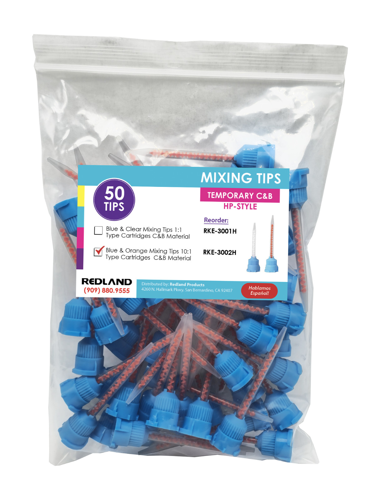 Dental Defend Type HP Crown and Bridge 250 x 10:1 Blue Orange Fine Mixing Tips