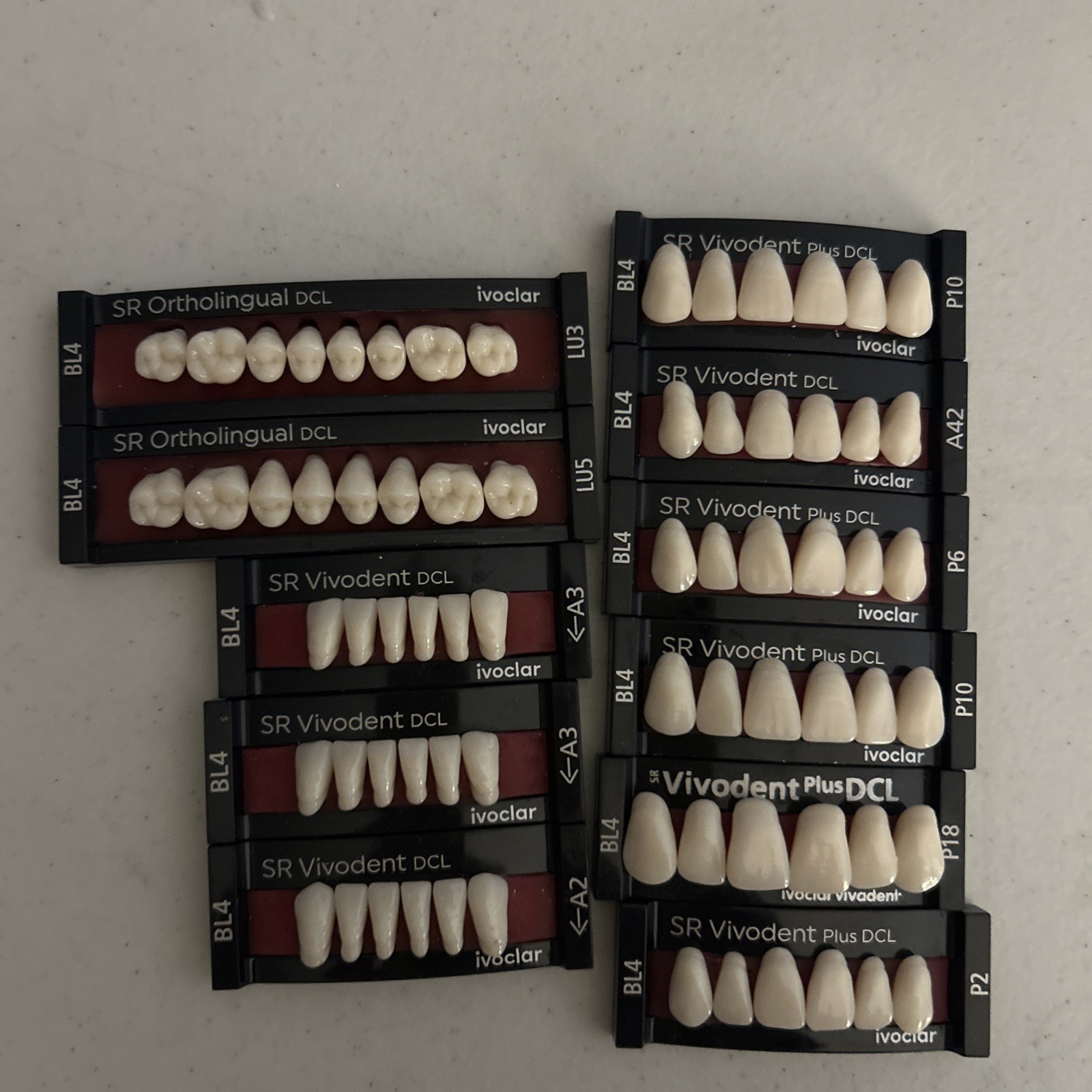 Lot X 11 CARDS Dental LAB Acrylic teeth vivadent ivoclar SR DCL ALL SHADE BL4