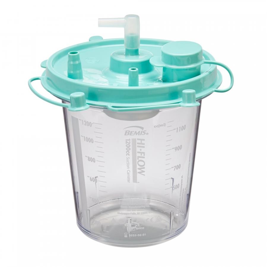 Hi-Flow Suction Canister, Rigid Liner, 1200mL, No Tubing, Seal Lid Bracket Mount