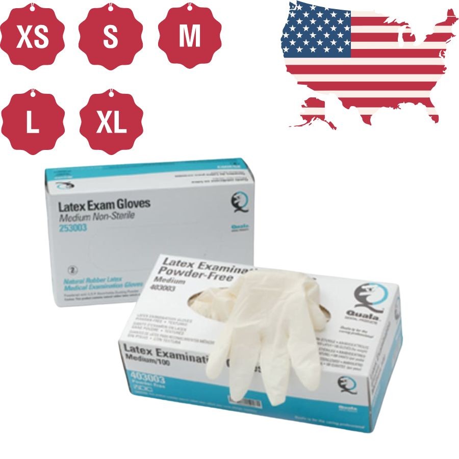 Latex Exam Gloves X-Small Powder-Free Textured Beaded Cuff 100/Bx