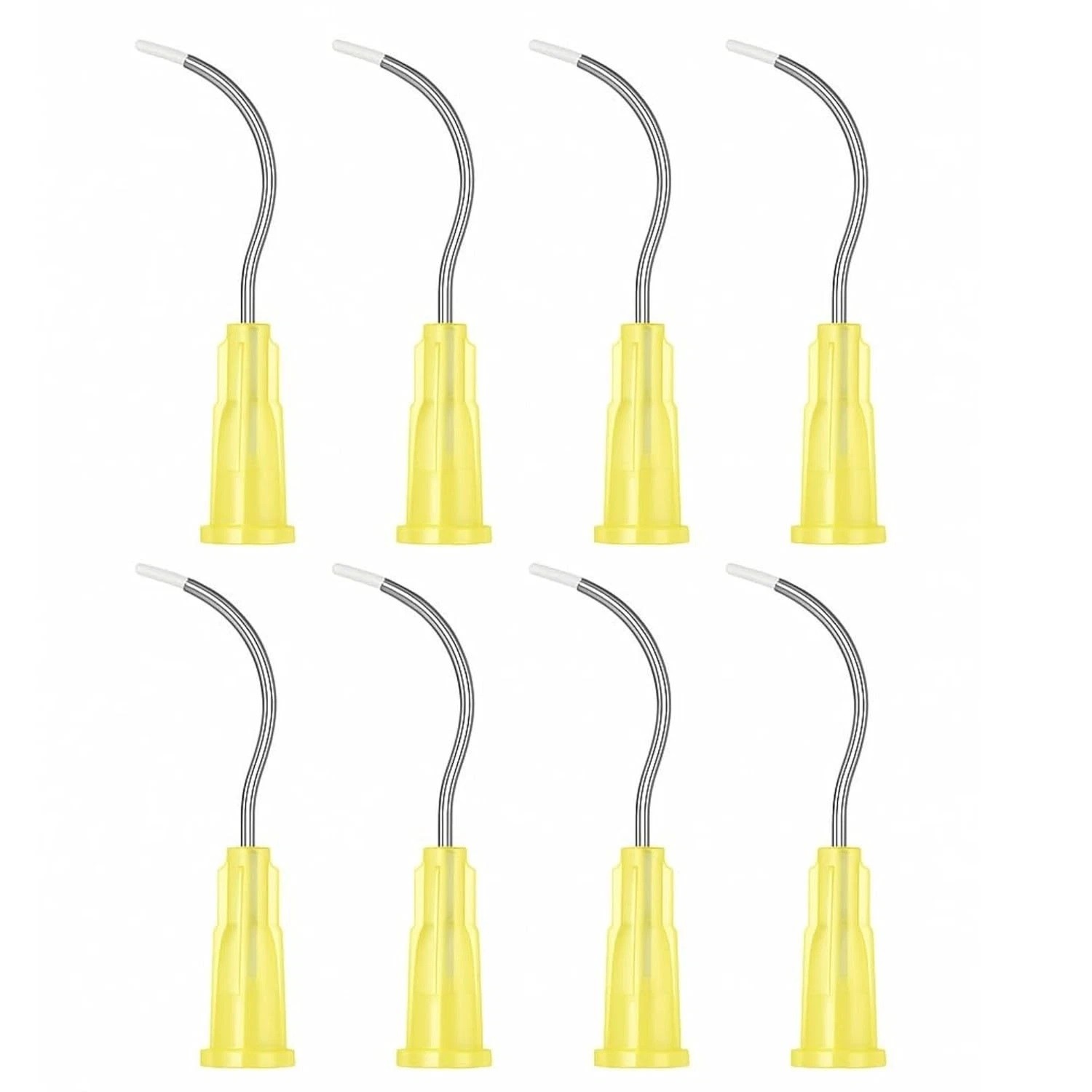100pc Dental Metal Infusor Applicator Delivery Tips Pre-Bent Metal Brush End 19G
