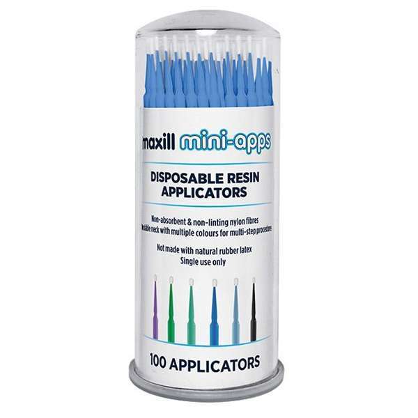 Mini-apps Disposable Resin Applicators, Regular, Blue, 100/Tube.