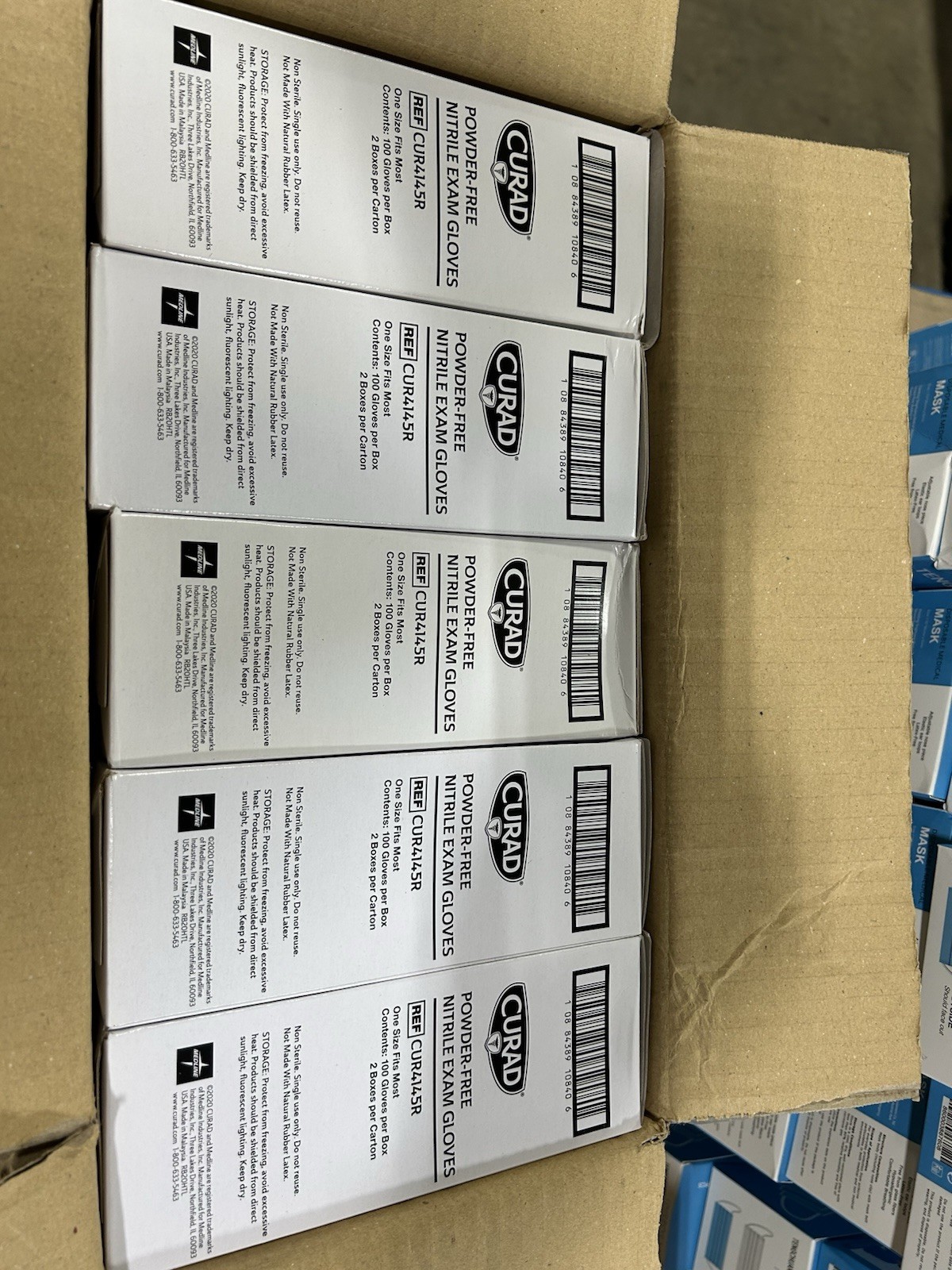 Curad Nitrile Exam Gloves 10×100 (1000 Ct) One Size Fits Most