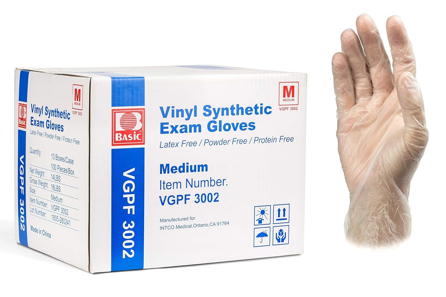 Basic Medical Clear Vinyl Exam Gloves Medium VGPF3002 – 1000CT (/GM3-4095-VGP…