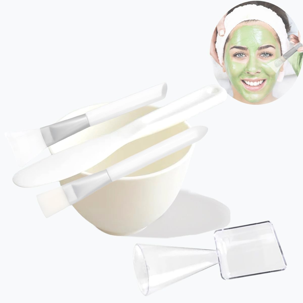 PLINNILUY 5 Pcs Silicone Face Mask Mixing 5 Count (Pack of 1), White-5Pcs