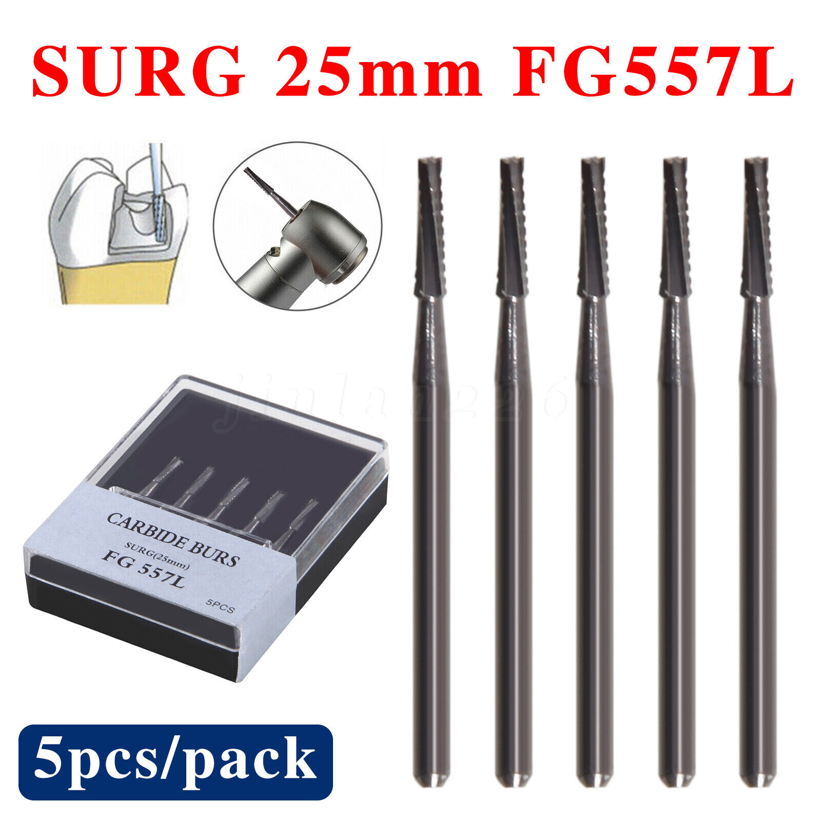 Dental Burs Carbide Surgical High Speed FG SURG 556 557L 558 1-20