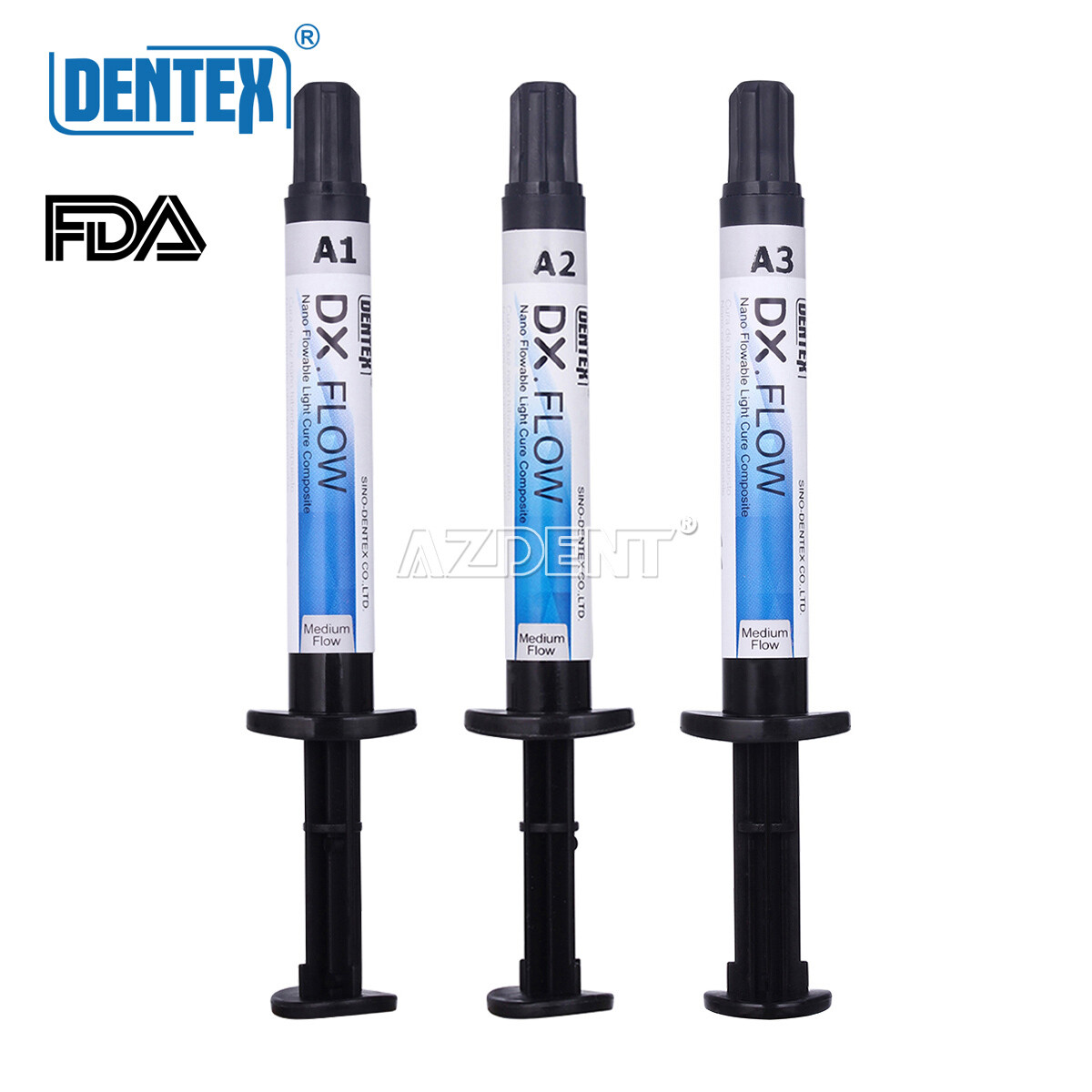 Dental DX.FLOW DENTEX Flowable Medium Flow Light Cure Composite Resin 3g/Kit A2