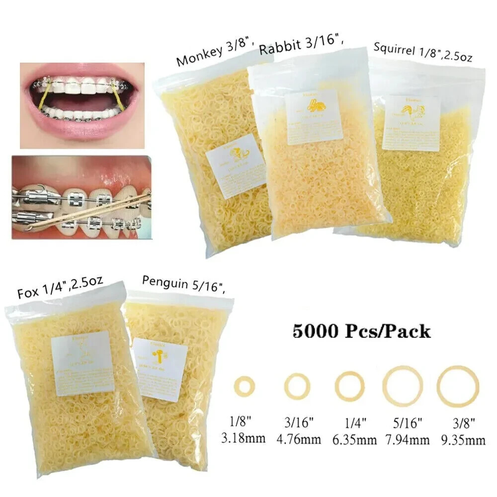 5000pcs Dental Orthodontic Rubber Bands Elastics Latex Braces 2.5 3.5 4.5 6.5OZ