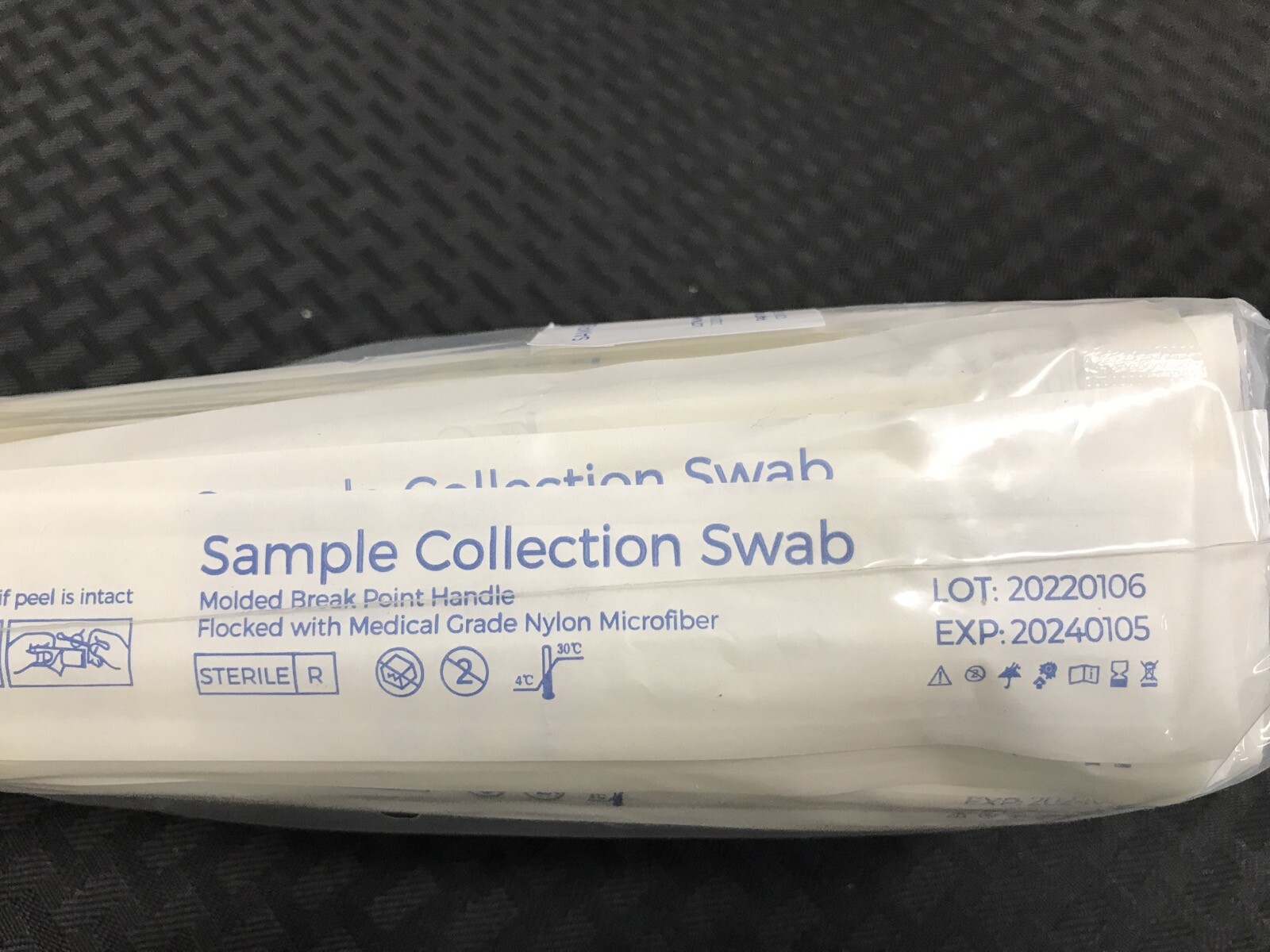(800) Sample Collection Swabs 6” Molded Break Point Handle Nylon Microfiber Tip