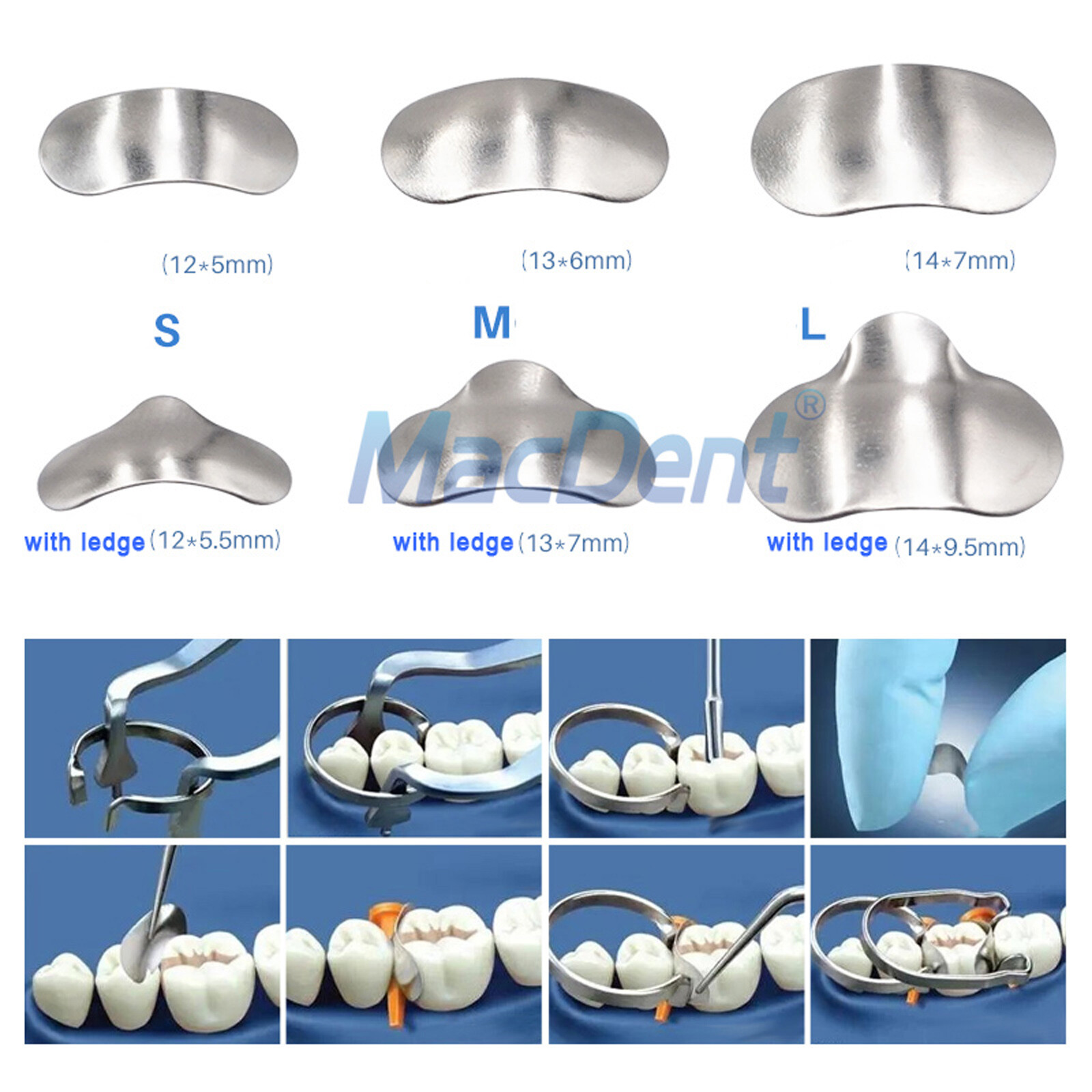 Dental Sectional Matrix System Contoured Metal Matrices Refill Matrix Bands 50x