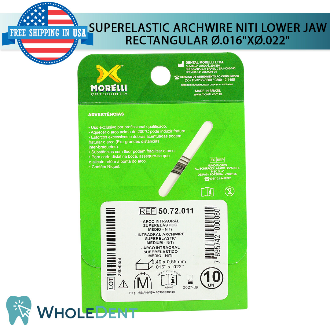 Orthodontic Dental NiTi Superelastic Intraoral Archwire Rectangular Wire Morelli