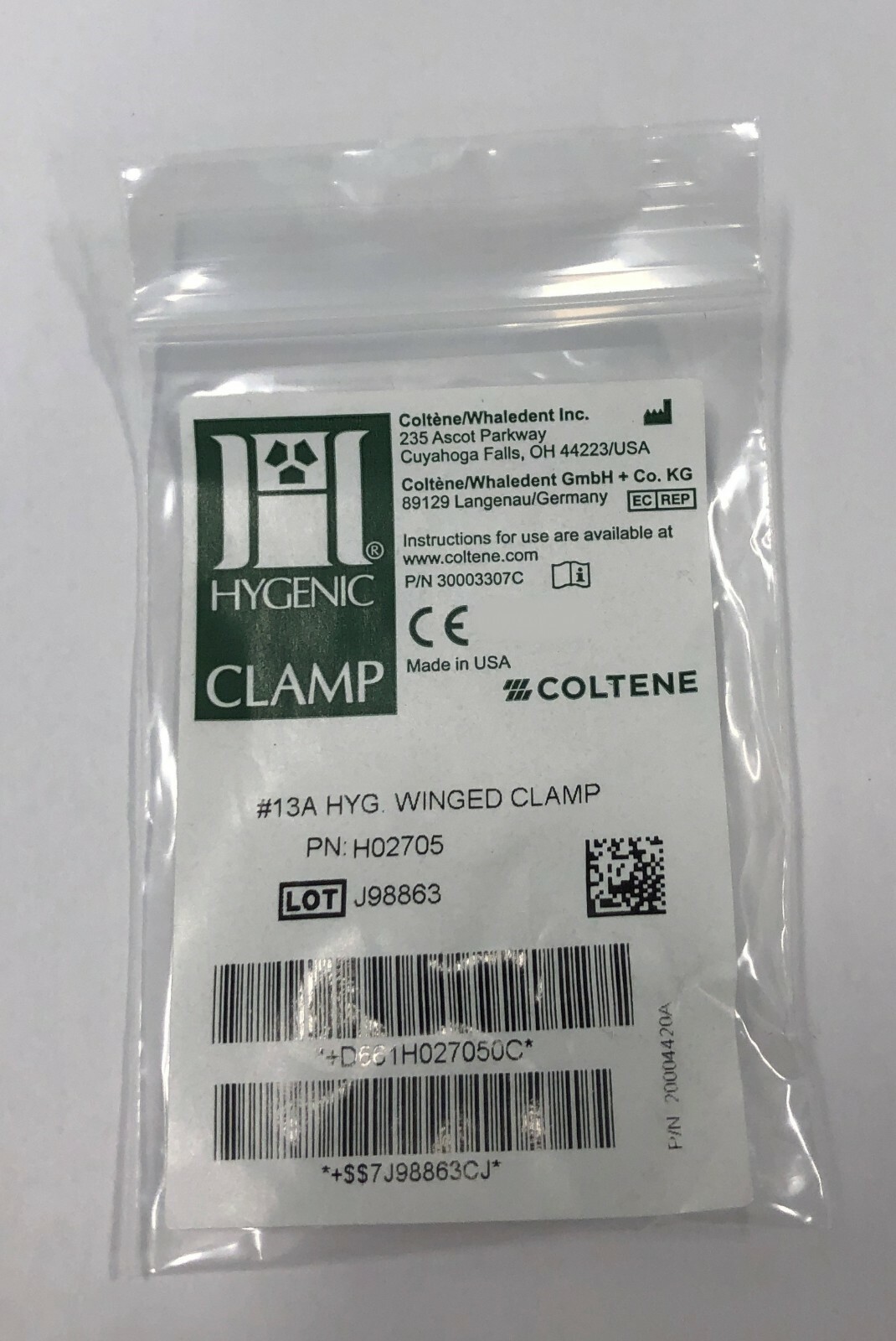 *1-Pack* Coltene Hygenic Clamp #13A HYG Winged Clamp H02705