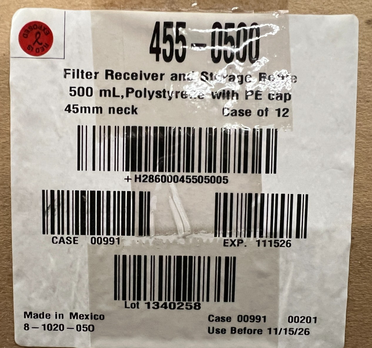 NALGENE 455-0500 Rapid-Flow 500mL Filter Storage Bottles Case of 24