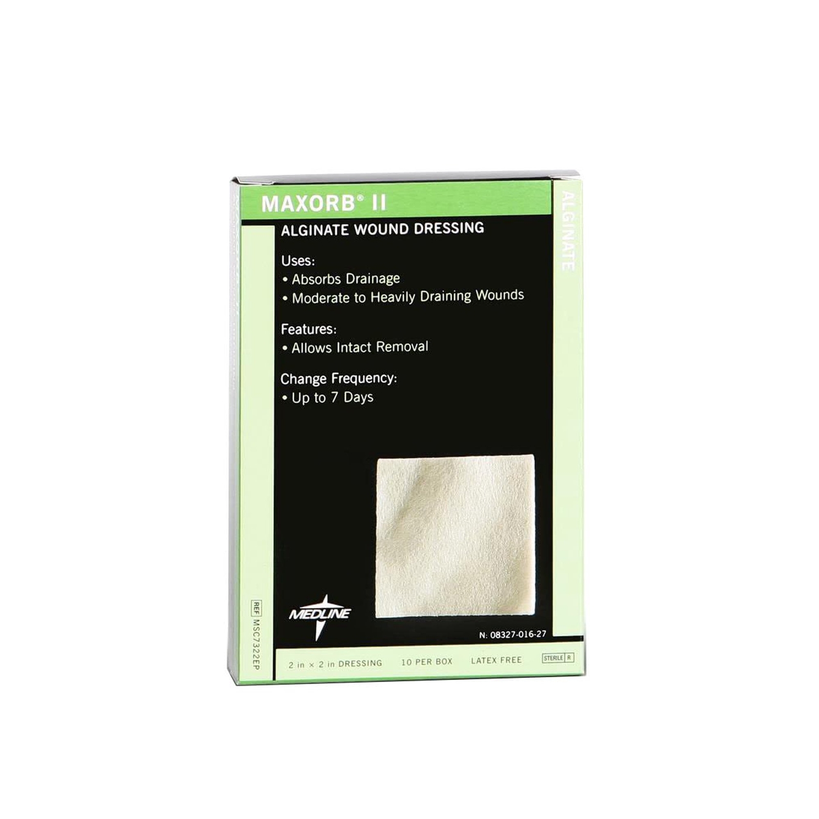 Medline Maxorb II Alginate Dressings, 2″ x 2″ Box of 10- MSC7322EPZ