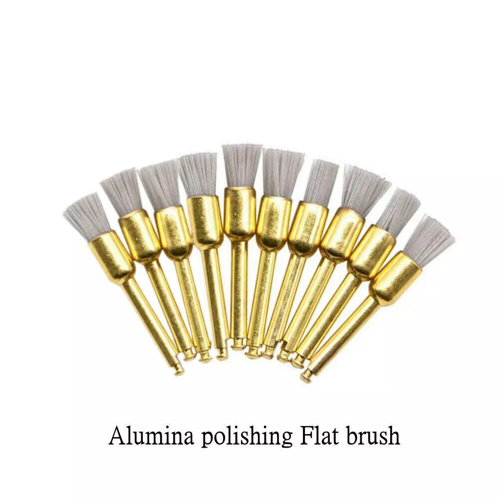 10 Pcs Dental Polishing Brush CA 2.35mm Silicon/Alumina Oxide Flat Sharp Bowl