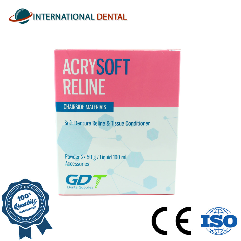GDT AcrySoft Denture Reline & Tissue Conditioner Powder 2x50g + Liquid 100ml