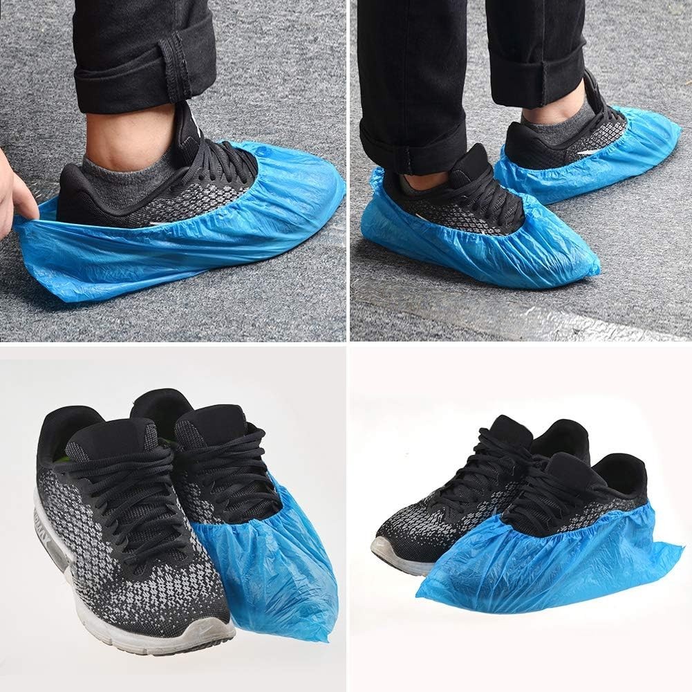 Durable Non-Slip Boot Covers – 100 Pack, One Size Fits Most, Waterproof Blue