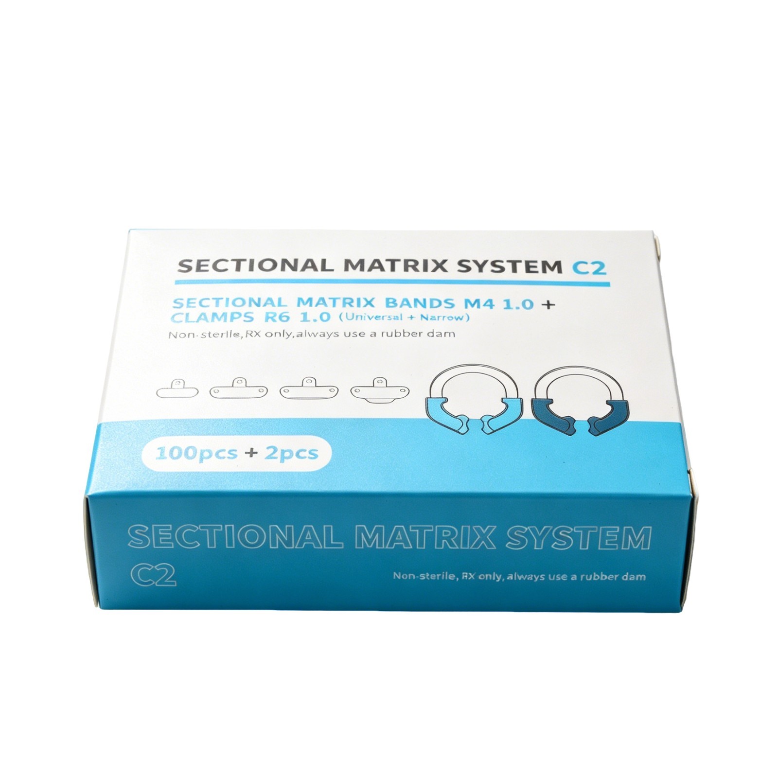 100PCS Dental C2 Matrix Bands Sectional Ring Clamp Fit Garrison Palodent V3 Set