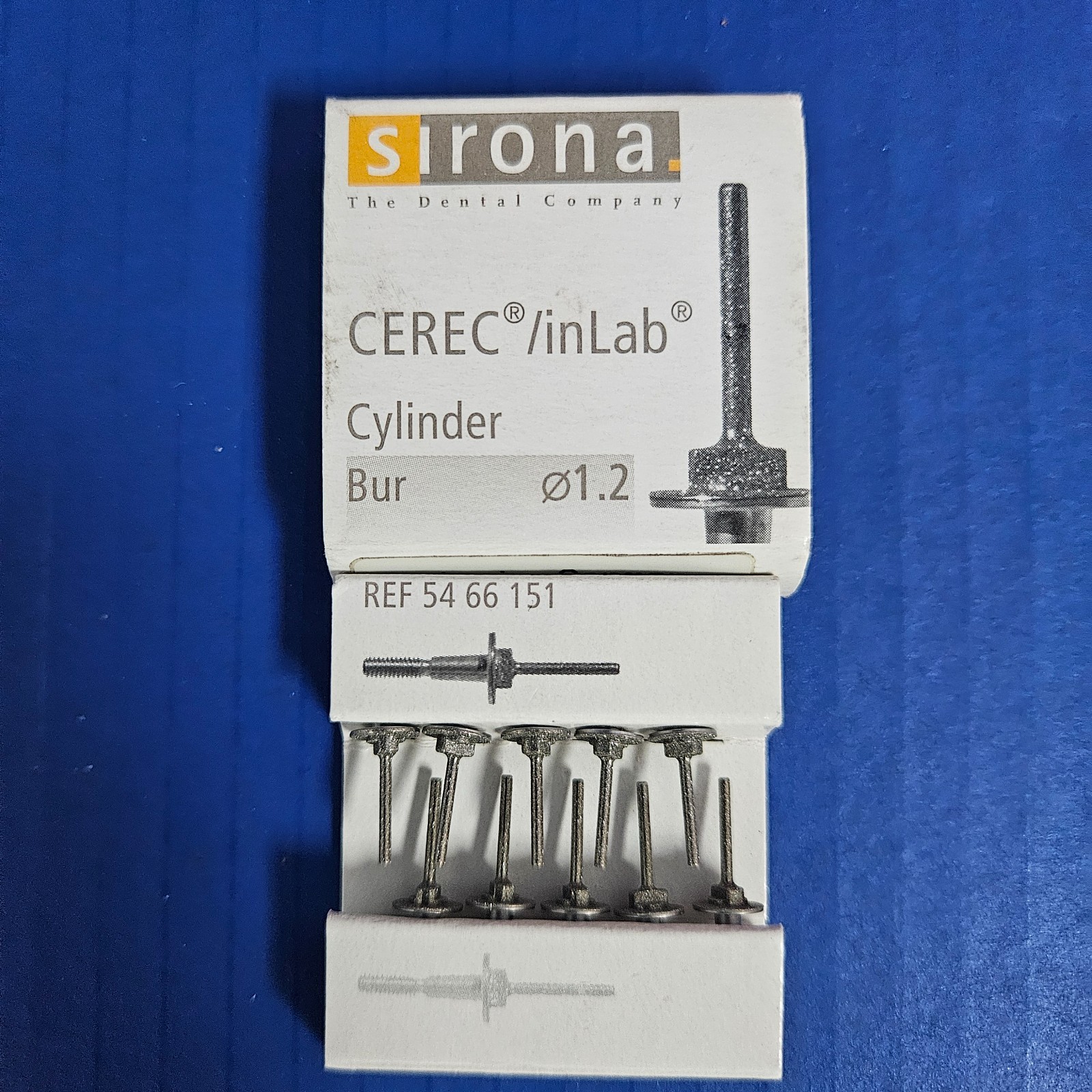 OEM Sirona Dental Cerec 3 Compact 5 Cylinder 1.2mm & 5 Cone Pointed Bur Lot