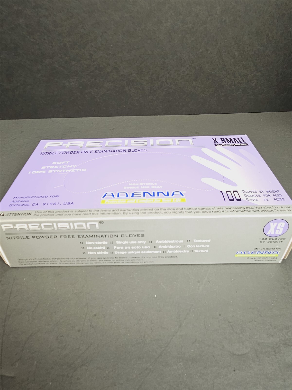 Adenna Precision Nitrile Gloves X Small Powder Free 10 Boxes with 100 Gloves Ea