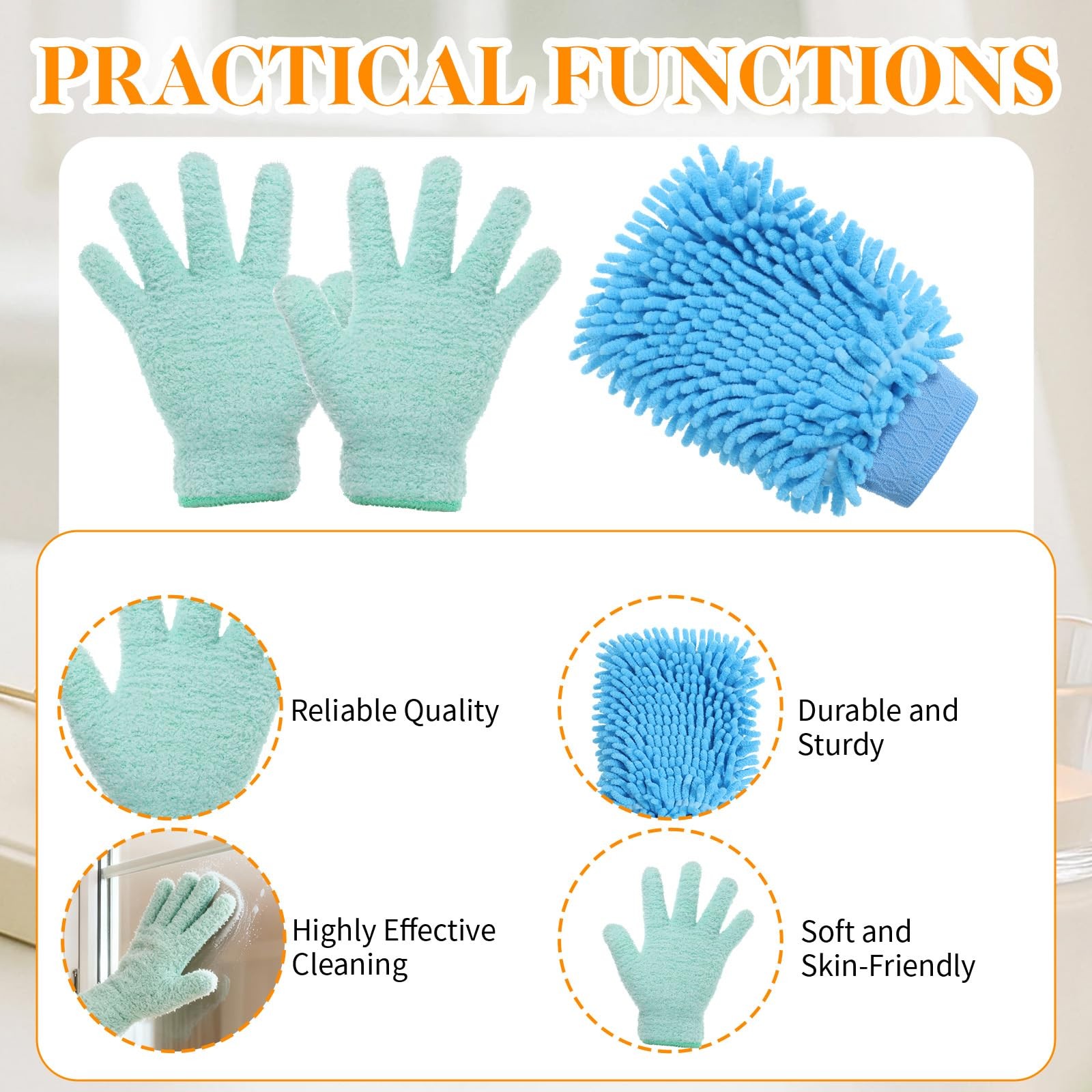 3 Pcs Microfiber Dusting Mitt Gloves for Plants Microfiber Gloves Washable Du…