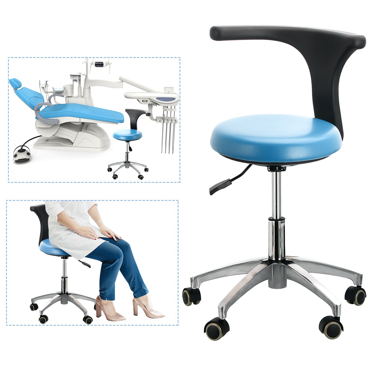 AZDENT Dental Chair Unit Computer Controlled DC Motor Stool Kit +Stool Kits FDA