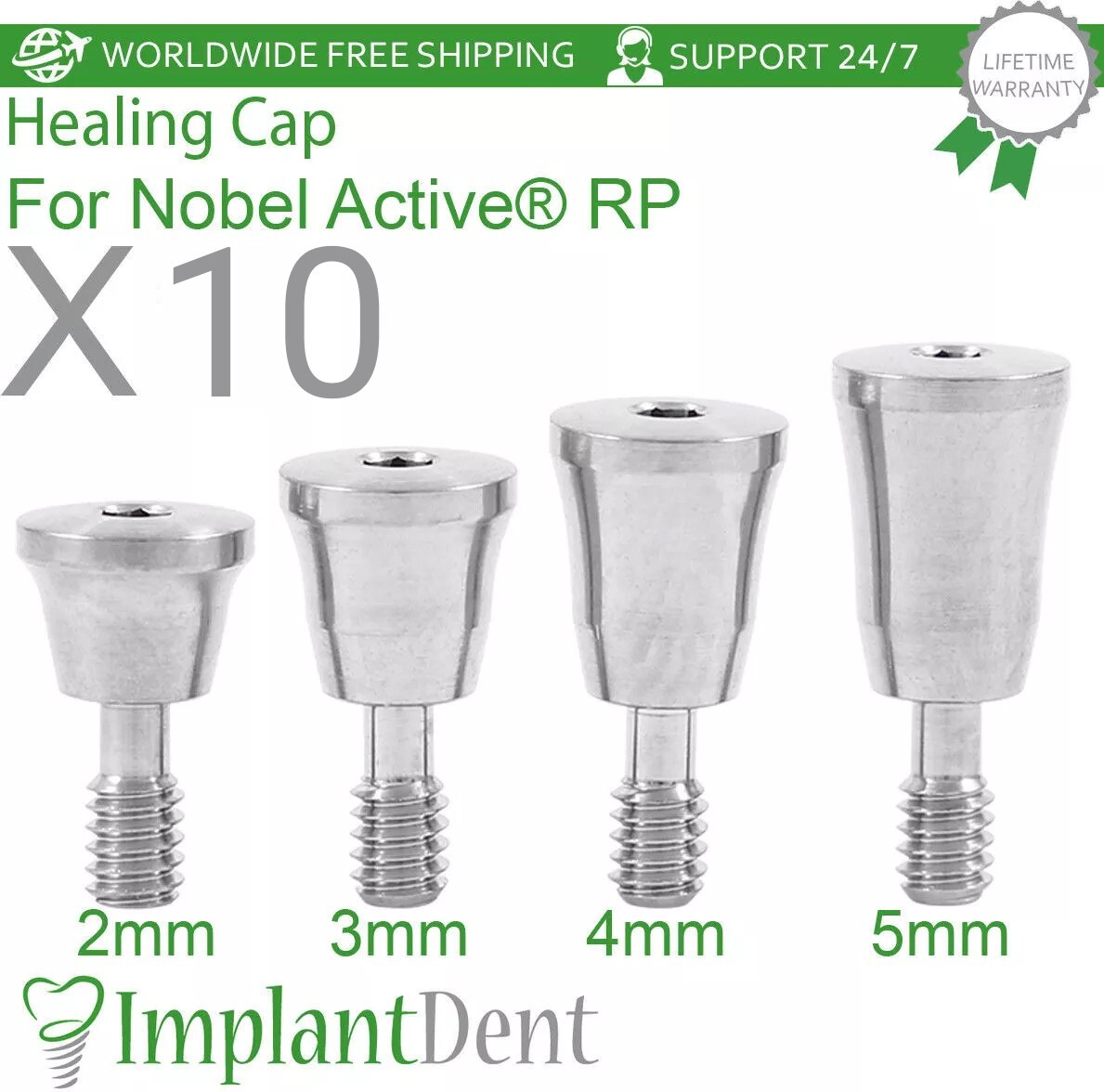 10x Dental Healing Cap Regular Platform RP Conical Connection Hex 2.65mm
