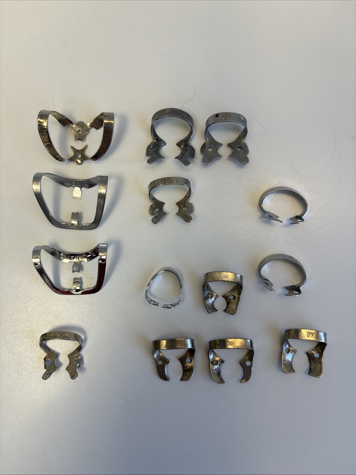 Lot of 14 Dental Rubber Dam Clamps Ash England Hygienic