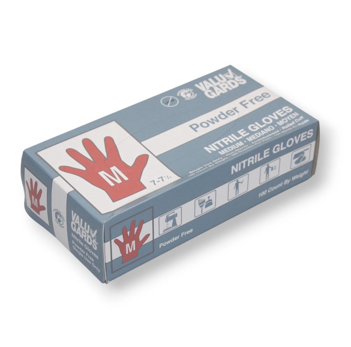 1 CASE VALU GARDS NITRILE MEDIUM DISPOSABLE GLOVES 10 boxes of 100 Gloves each