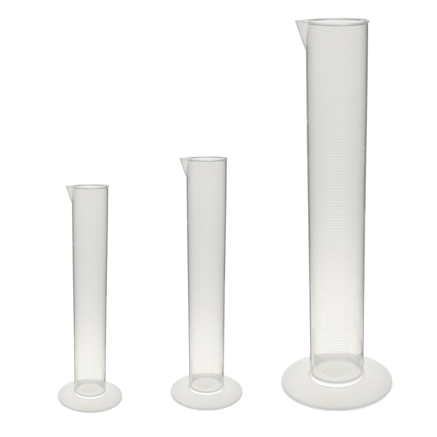 Karter Scientific 3 Piece Graduated Plastic Laboratory Cylinder 10,50,100mL