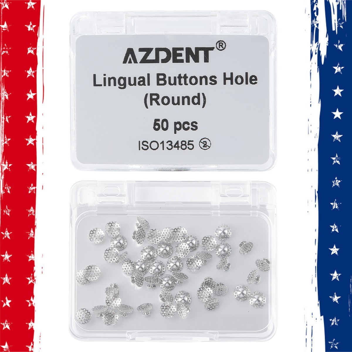 50pcs AZDENT Dental Orthodontic bondable Lingual Buttons Round Base With Hole