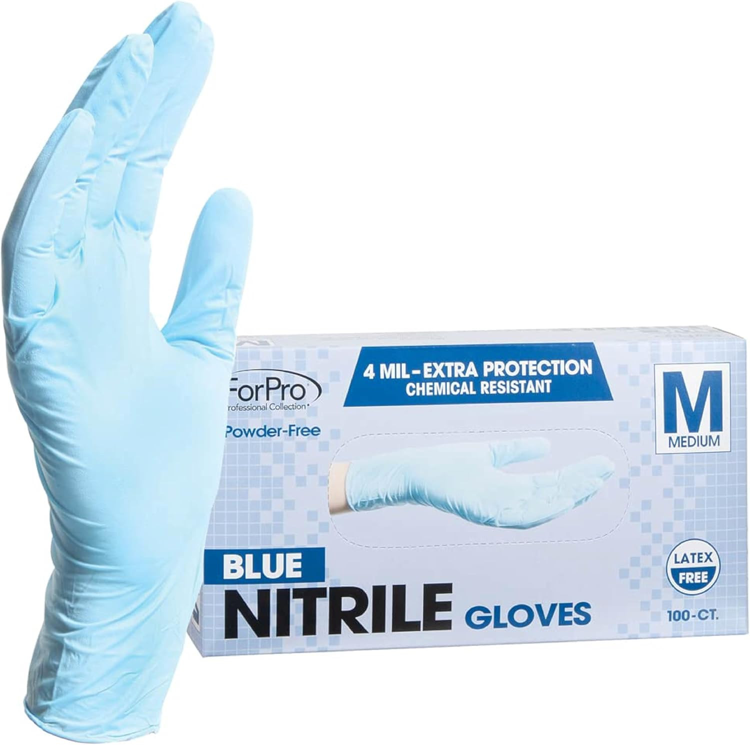ForPro Professional Collection Disposable Nitrile Medium (Pack of 100), Blue