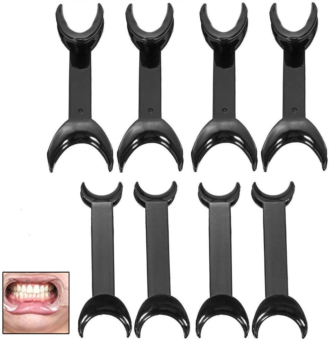 20Pcs Dental Intraoral Cheek Lip Retractor Double-headed T-Shape Opener Black