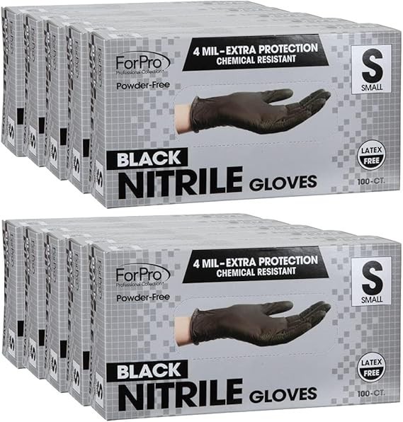 ForPro Disposable Nitrile Gloves, Chemical Resistant, 4 Mil, Small, 1000 Ct