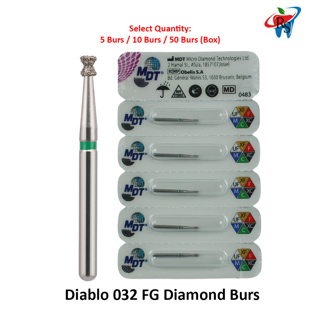 Dental MDT Diablo 813 FG Diamond Burs 032 Ø1.4mmX2.3mm Triton Bonding 450k RPM