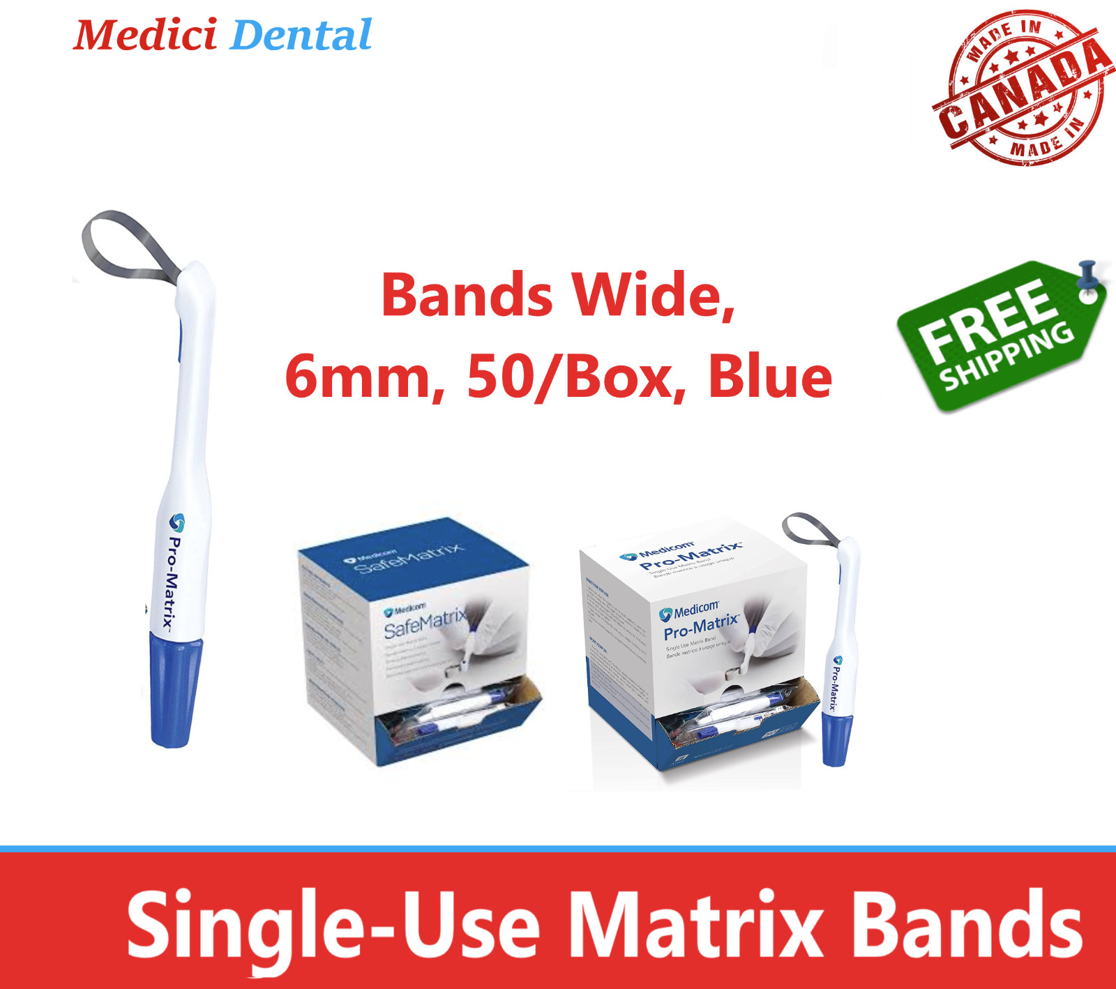 Dental SAFEMATRIX Band Narrow, 4.5 mm, Wide, 6.0 mm, Matrix Bands Curve Contour