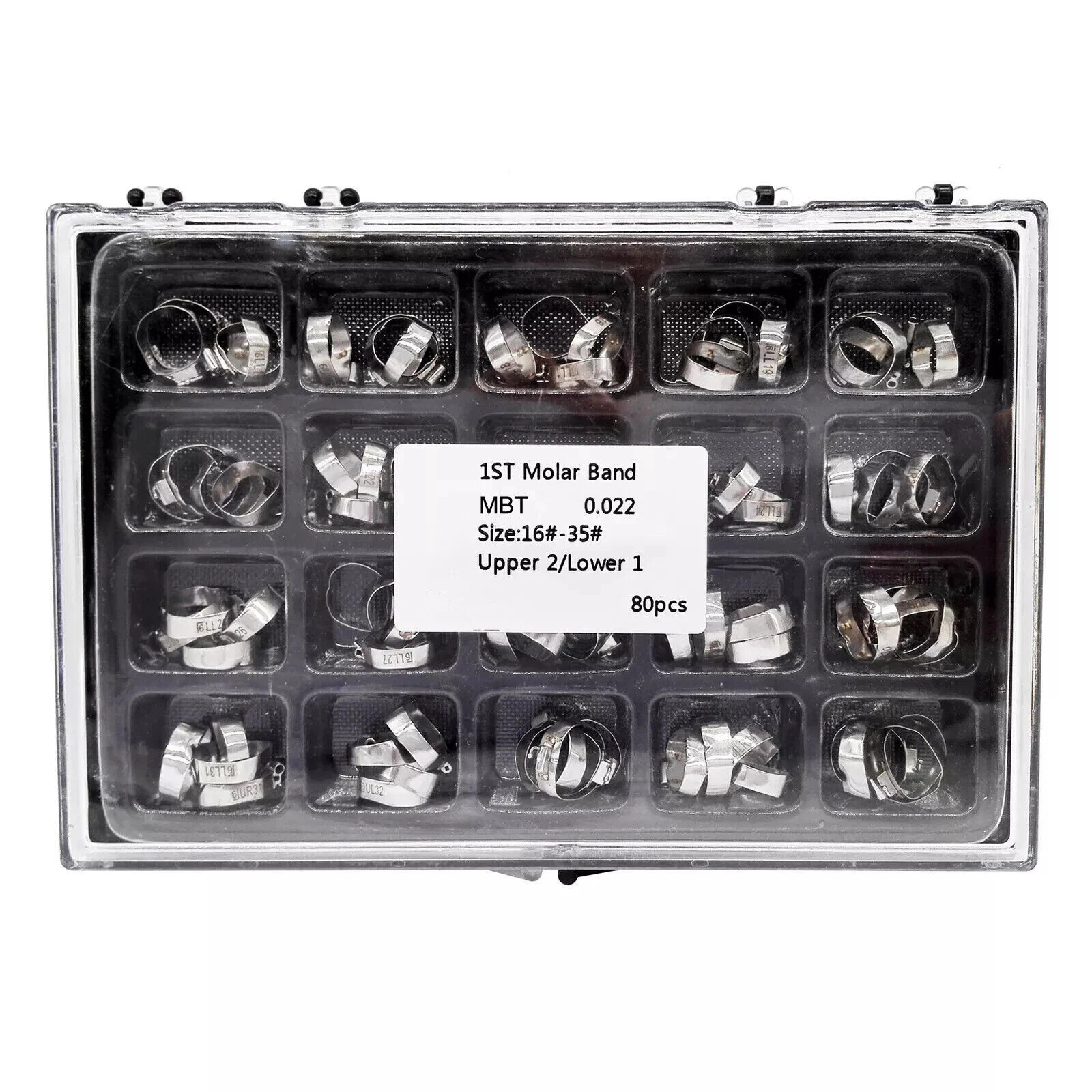 80 Pcs/Box Dental Lab Orthodontic Bands Buccal Tube 1st Molar MBT Roth 16#-35#