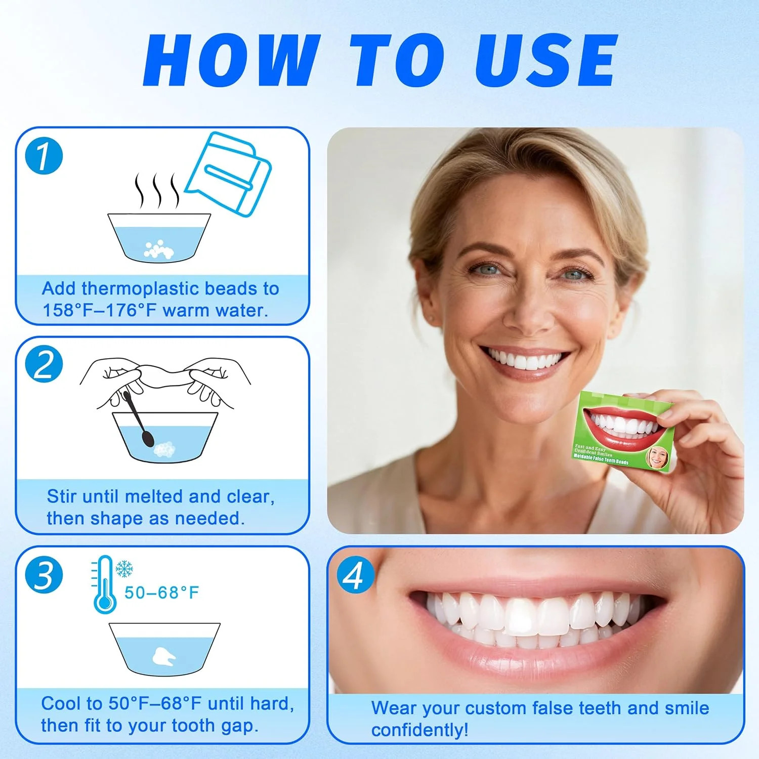 Tooth Repair Kit, Moldable False Teeth Beads | Fix Broken, Chipped, or Missing T
