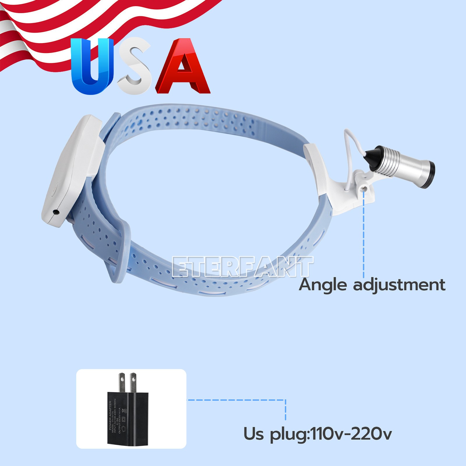 Dental 5/10W LED Headband Headlight Lamp/Wireless 3.5X Binocular Loupe Headband